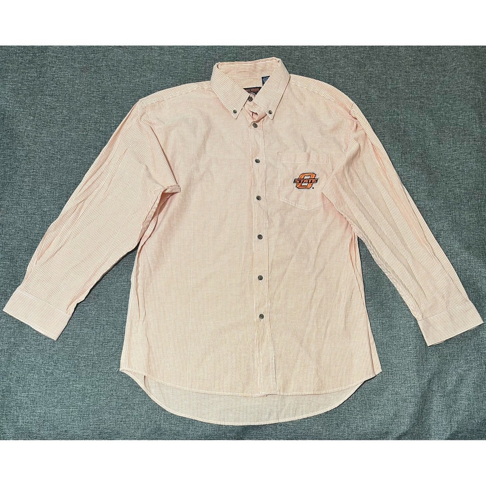 Three Square Men's 2XL Oklahoma State Orange Striped Long Sleeve Shirt